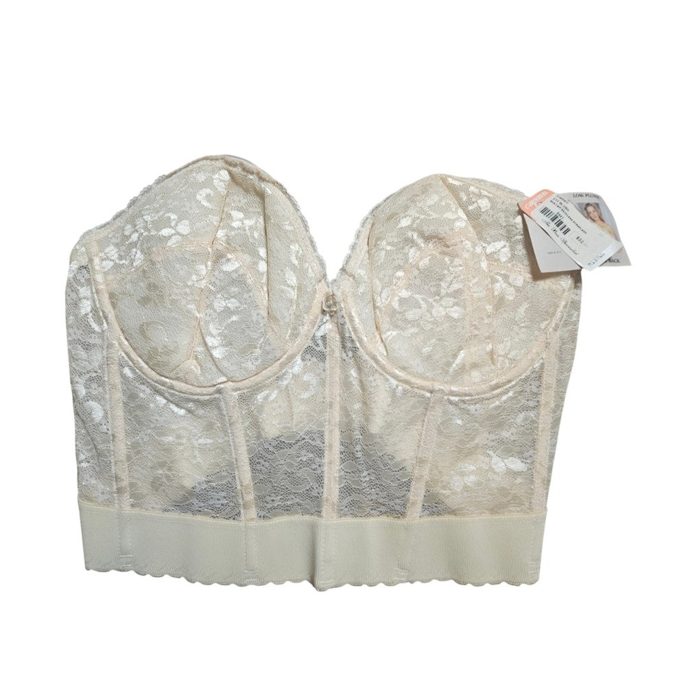 Carnival Bustier Backless Strapless Lace Longline Bra 40D Beige Coquette NWT